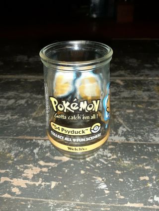 Pokemon 54 Psyduck Welch’s Jelly Jar Glass 1999 Nintendo Collectible Cup