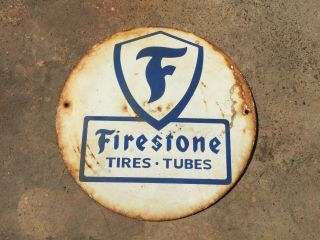 Porcelain Firestone Tires Tube Enamel Sign Size 6 " Inches