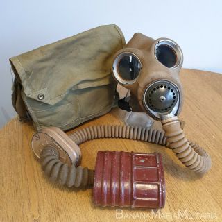 British Early Ww2 Type " Mark Iv Gsr Respirator Ea Filter With Bag Bef