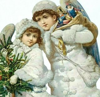 Christmas Snow Angels Toys Trains Balls Circus Doll Victorian Paper Diecut 3614