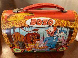 1963 Bozo The Clown Domed Lunchbox Aladdin Vintage No Thermos
