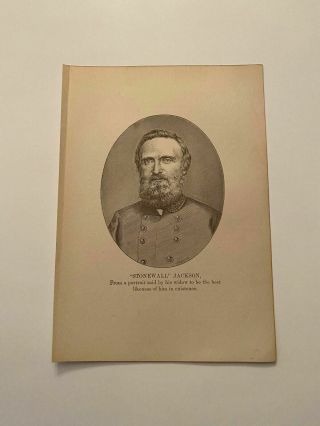 Kp187) Confederate General Thomas Stonewall Jackson Civil War 1898 Engraving