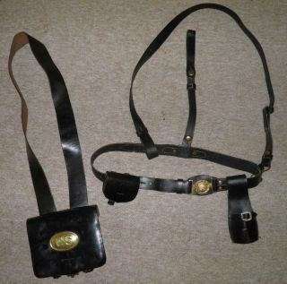 Vintage Us Civil War Military Reenactment Leather Belt,  Frog & Ammo Pouches