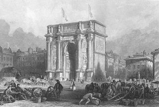 France Marseilles Ancient Rome Victory Arch Of Triumph,  1865 Art Print Engraving