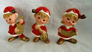 Inarco Christmas Set Of 3 Pixies/elves Playing Musical Instrument 