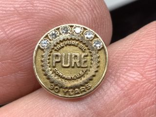 The Pure Oil Company 10k Gold 6diamond 30 Years Stunning Service Award Pin.