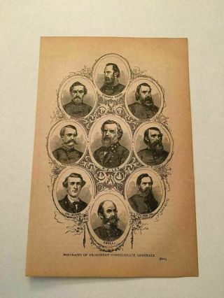 Kp60) Confederate General Robert E Lee Stonewall Jackson Mosby 1884 Engraving