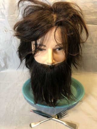 Creepy Halloween Prop Life Size Rubber Mannequin Doll Head Display Real Hair 9