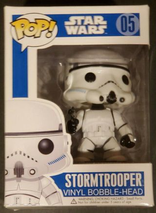 Funko Pop Star Wars Stormtrooper 05 First Run Blue Box W/ Pop Protector