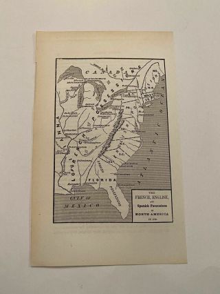 Kp144) Map French English Spanish North American Colonies 1861 Engraving