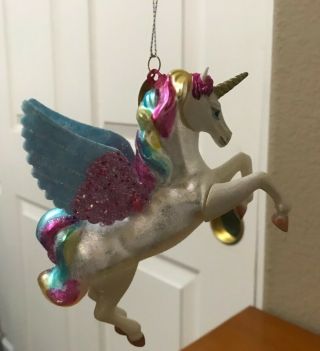 Winged Rainbow Unicorn Horse Alicorn Hanging Christmas Tree Ornament (2017)