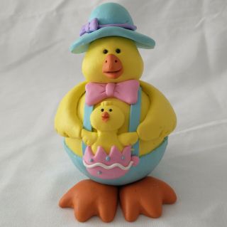 Easter Chick Chicken Figure Figurine With Baby Spring Whimsical Acrylic Easter