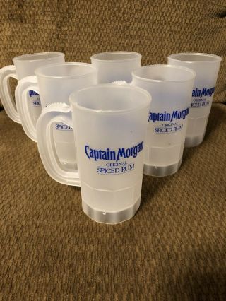 Nos Vintage 90’s Set Of 6 Captain Morgan Spiced Rum Promo Plastic Mug Cup