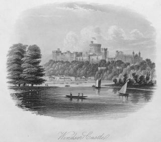 Windsor Castle Royal Residence 1860 Gothic Architecture Art Print Engraving