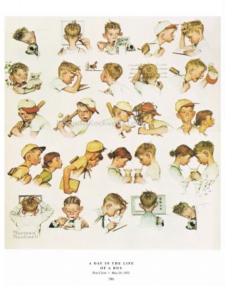 Norman Rockwell Print A Day In The Life Of A Little Boy 11x15 "