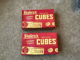 2 Boxes Vintage Staley’s Improved Laundry Starch Cubes.  2 Box Set