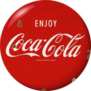 Enjoy Coca - Cola Red Disc Decal 24 X 24 1960s Style Distressed