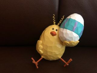 Yellow Easter Chick With Egg With Metal Legs & Feet