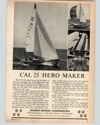 1966 Paper Ad Jensen Marine Cal 25 Sailboat Sail Boat Costa Mesa California Ca