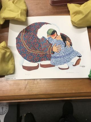 Barbara Lavallee “hugs” Inuit Mother/child Signed Art Print Eskimo 1984