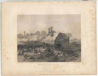 1860 Steel Engraving Battle Of Long Island American Revolutionary War