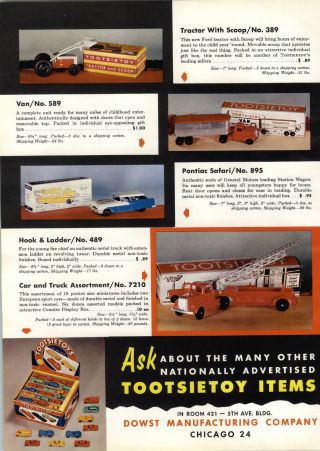 1956 Paper Ad 2 Sided Tootsietoy Pontiac Safari Station Wagon Toy Tractor Box