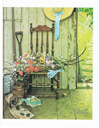 Norman Rockwell Print " Spring Flowers " 11x15 " / 8x10 " Rockwell 