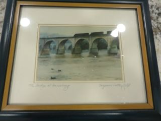 Suzanne Satterfield Pa Artist Watercolor Print " The Bridge At Harrisburg " Signed