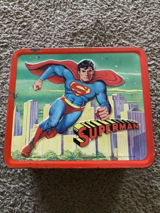 1978 Vintage Superman Metal Lunch Box With Thermos