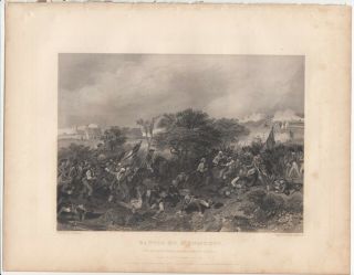 1859 Steel Engraving Battle Of Monmouth American Revolutionary War