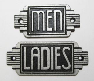 Restroom Signs Men Ladies Cast Iron Vintage Art Deco Type Gas Station Restaurant