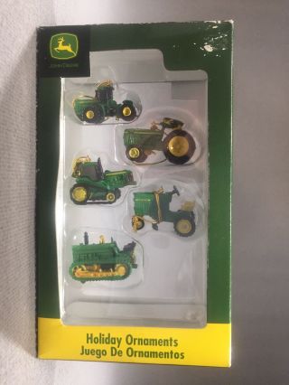 5 Enesco Miniature John Deere Tractor Ornaments 1 1/4 " - 1 1/2 "