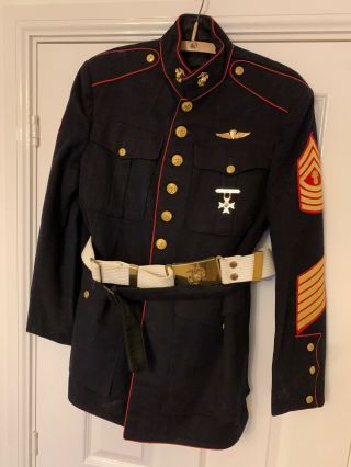 M - 1947 Us Marines Dress Blues - Jacket,  Trousers,  Belt & Awards