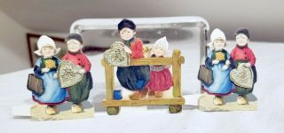 Miniature Dutch Boy & Girl At Fence.  Gift Holder.  Three 1900s German,  With Easel