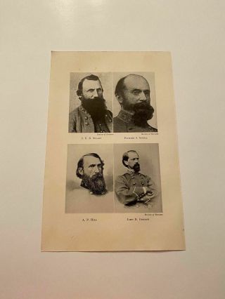 Kp151) Confederate General J.  E.  B.  Stuart A.  P.  Hill Civil War 1931 Print