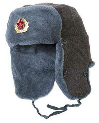 60cm Russian Army Ushanka Authentic Winter Hat Soviet Ussr Soldier Red Star Ww2