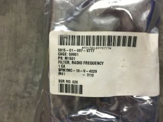 MTK Electronics Radio Frequency Interfere Filter NSN:5915 - 01 - 097 - 9777 P/N:M1501 3