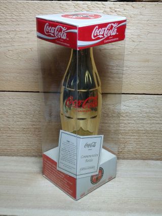Coca - Cola Gold Plated Collector ' s Real Glass Coke Bottle Vintage 96 NIB W/ Cert 2