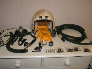 Gentex Aph - 5 Flight Helmet,  O2 Mask And Misc.  Parts,  Navy And Usmc,