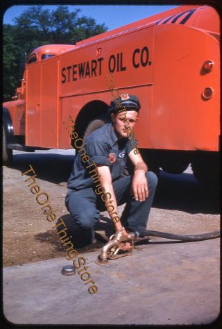 Stewart Phillips 66 Oil Gas Truck Station Attendant 1950s 35mm Slide Kodachrome
