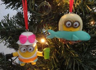 (2) Despicable Me Minions Custom Christmas Ornaments