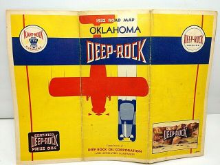 1932 Deep Rock Oil Corporation Oklahoma Road Map