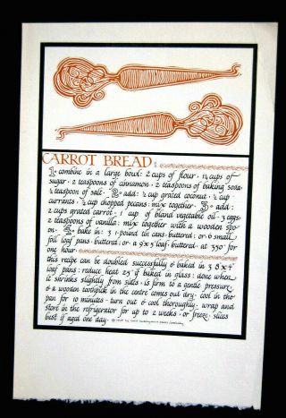 1968 David Lance Goines Alice Waters Carrot Bread Litho Print From 30 Recipes