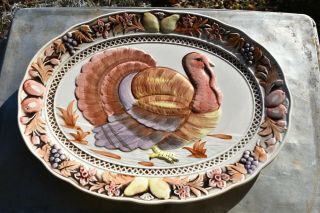 Vintage Gailstyn - Sutton Japan Hand Painted Large Turkey Platter Table Decor