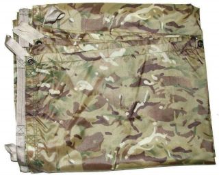 British Army Issue Mtp Multicam Camo Shelter Basha Sheet Tarp,  Stuff Sack