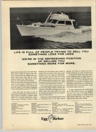 1969 Paper Ad Egg Harbor Motor Boat Yacht