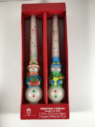 Vintage American Greetings Snowman 10” Taper Candlesticks Christmas