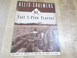 Vintage Allis Chalmers Model Wc Full 2 Plow Tractor Brochure (ba)