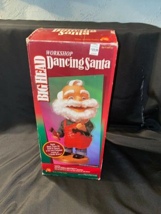 Gemmy Big Head Singing Dancing Animated Christmas Santa W/ Box See Video