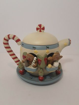 Gingerbread House Teapot By Bonnie Lynn Hand Painted Decorative Use Only